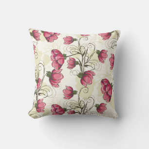 Blossoming Pink Tulips Throw Pillow