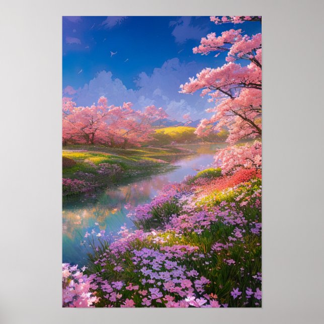 Blossoming Riverbank Poster (Front)
