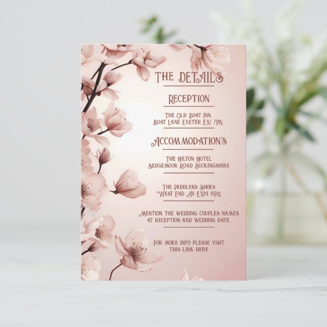 Blossoming Romance: A Full Floral Wedding Theme Enclosure Card (Standing Front)