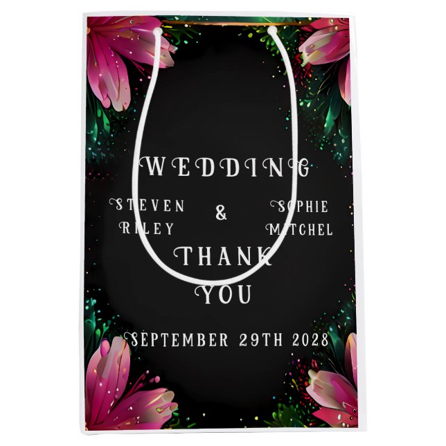 Blossoming Romance: A Full Floral Wedding Theme Medium Gift Bag (Front)
