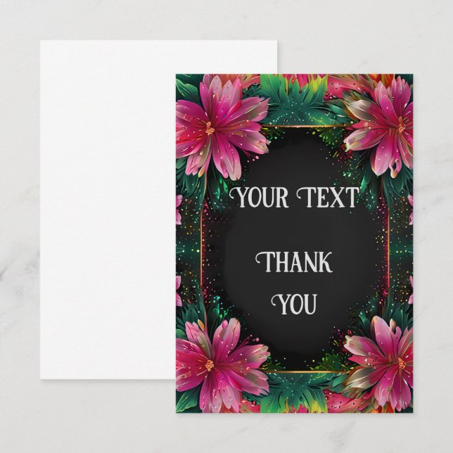Blossoming Romance: A Full Floral Wedding Theme Thank You Card (Front/Back)