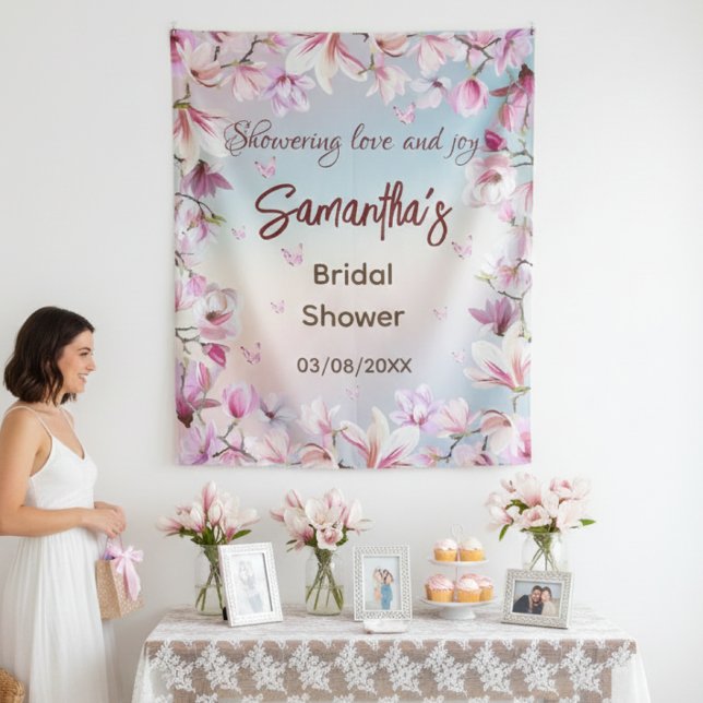 Blossoming Romance - Bridal Shower Backdrop Tapestry (Creator Uploaded)