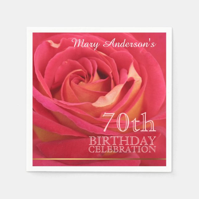 Blossoming Rose 70th Birthday Celebration Party PN Napkin (Front)