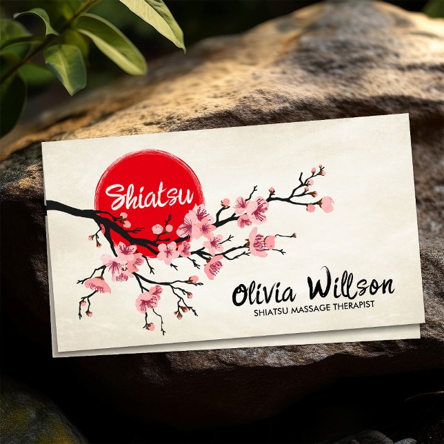 Blossoming Sakura Tree and Sun Business Card (Creator Uploaded)