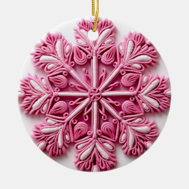 Blossoming Snowflake Elegance Ceramic Tree Decoration (Front)