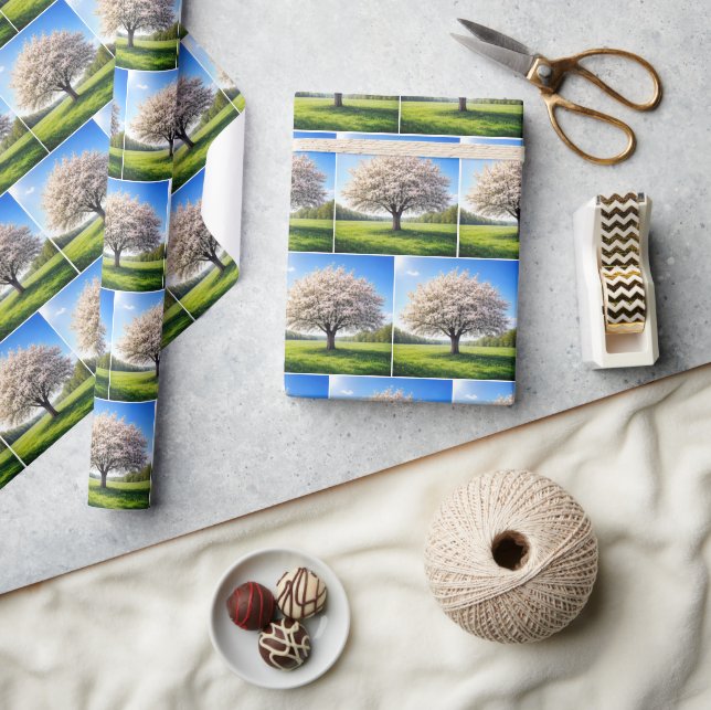 Blossoming Spring Apple Tree Wrapping Paper (Crafts)