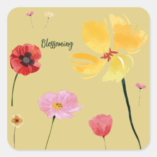 Blossoming Square Sticker