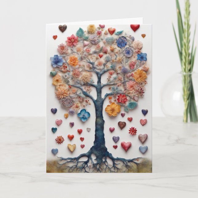 Blossoming Tree and Hearts Card (Front)