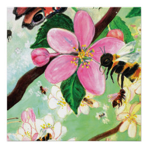 Blossoming Tree with Bees Poster