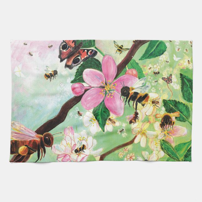 Blossoming Trees for Bees and Other Pollinators   Tea Towel (Horizontal)
