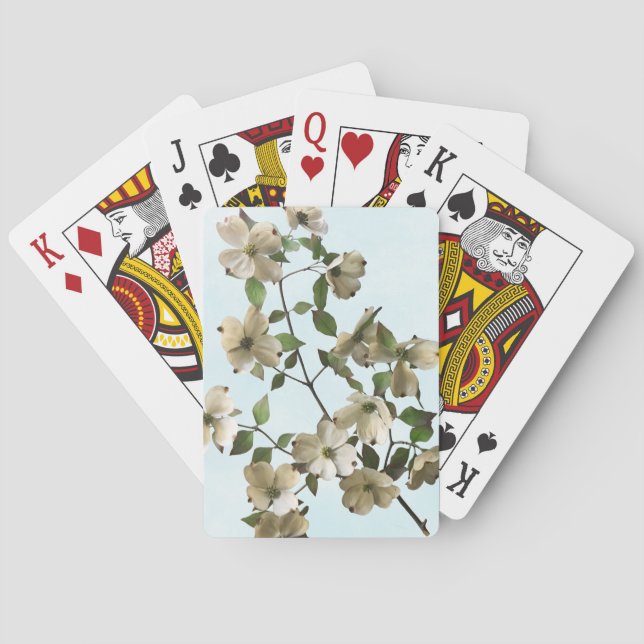 Blossoming White Dogwood Flowers Playing Cards (Back)