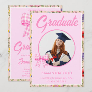Blossoming Wildflower Graduation Photo Invitation