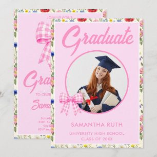 Blossoming Wildflower Graduation Photo Invitation