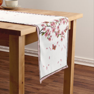 Blossoms and butterflies short table runner