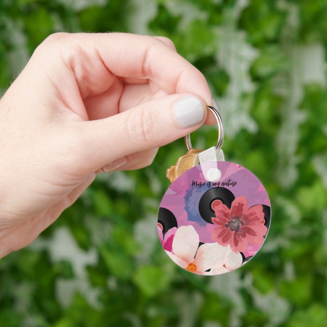 Blossoms and Vinyl  Key Ring (Hand)