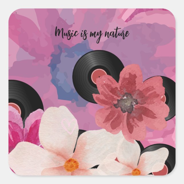 Blossoms and Vinyl  Square Sticker (Front)
