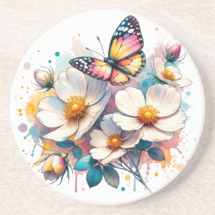Blossoms & Butterflies Sandstone Coaster