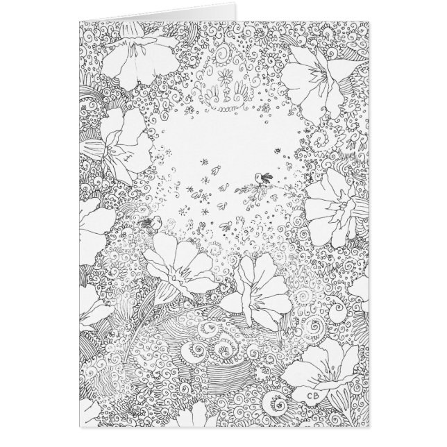 "Blossoms" Custom Colouring Card (Front)