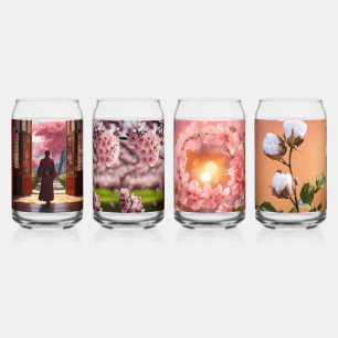 Blossoms de Luxo 3D Floral Glass Set – Pink & Gold