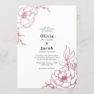 Blossoms Floral Wedding Design Invitation