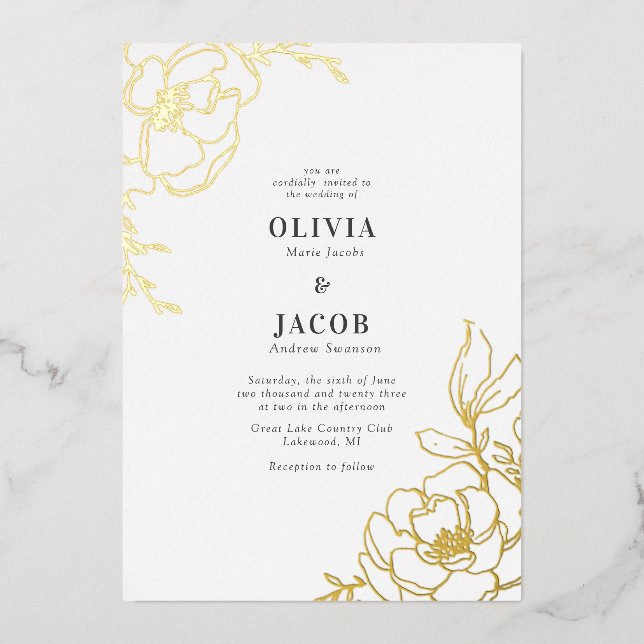 Blossoms Floral Wedding Design Invitation (Front)