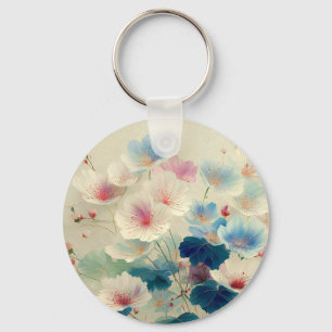 Blossoms in Bloom – Soft Pastel Botanical Art #1 Key Ring