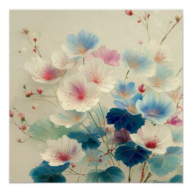 Blossoms in Bloom – Soft Pastel Botanical Art #1 Poster (Front)