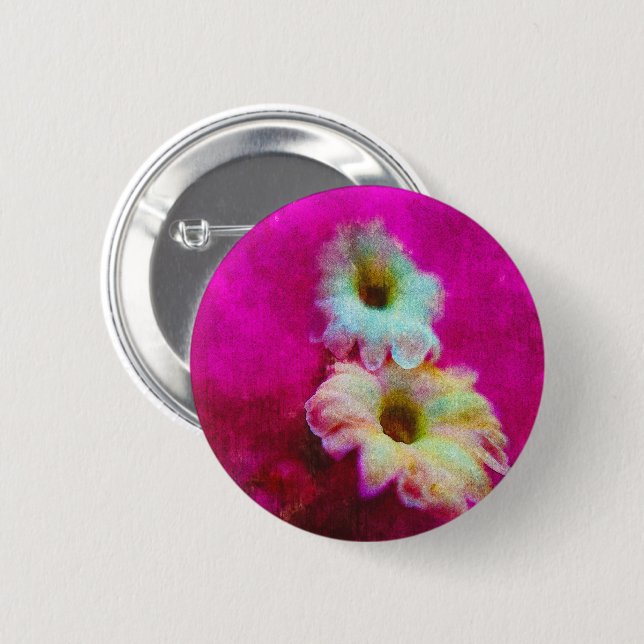 Blossoms in pink  6 cm round badge (Front & Back)