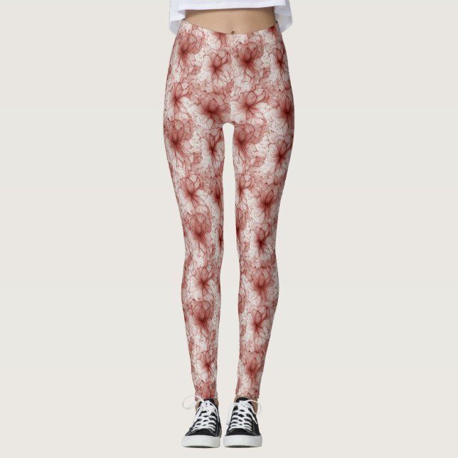 Blossoms in Scarlet Veil Leggings (Front)