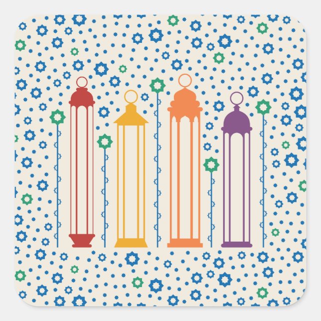 Blossoms & Lanterns Square Sticker (Front)