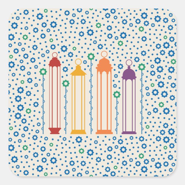 Blossoms & Lanterns Square Sticker (Front)