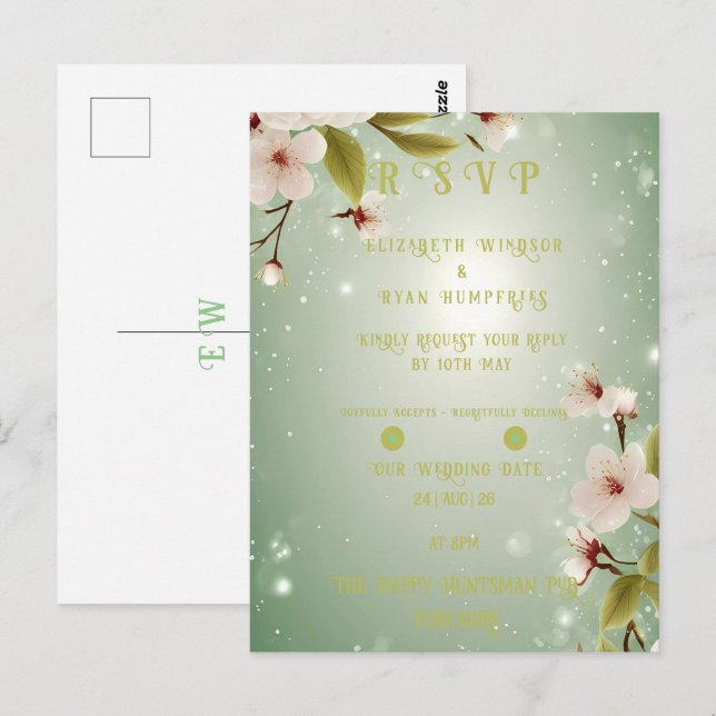 Blossoms of Love" Wedding Invitation Collection Postcard (Front/Back)