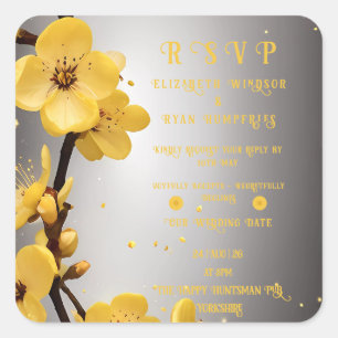 Blossoms of Love" Wedding Invitation Collection Square Sticker
