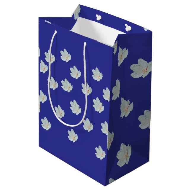  Blossoms On Deep Blue  Medium Gift Bag (Back Angled)