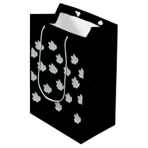  Blossoms On Jet Black  Medium Gift Bag