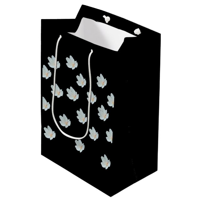  Blossoms On Jet Black  Medium Gift Bag (Front Angled)