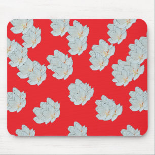 Blossoms On Red Mouse Mat