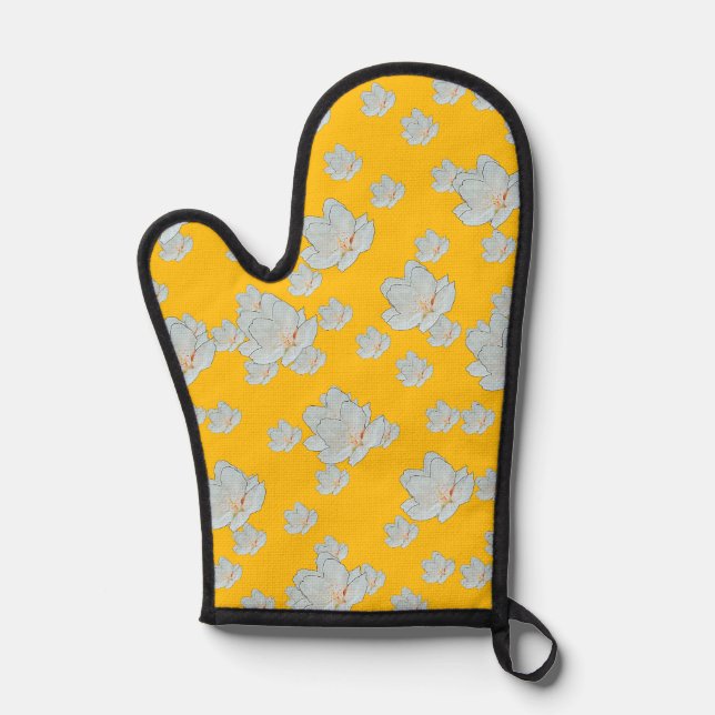 Blossoms On Yellow         Oven Mitt (Front)