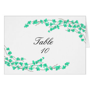 Blossoms Table Seating Card - Turquoise Blossoms