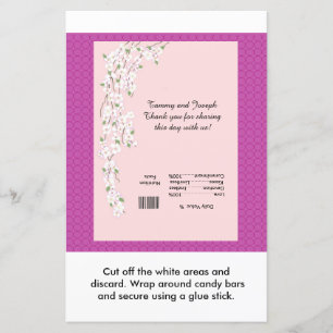 Blossoms Wedding Candy Bar Wrapper