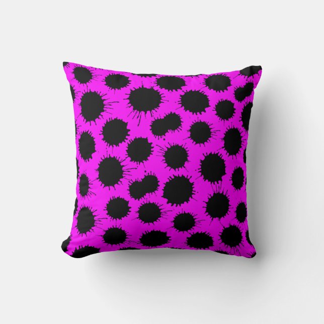 Blot Pattern - Black on Magenta Cushion (Front)