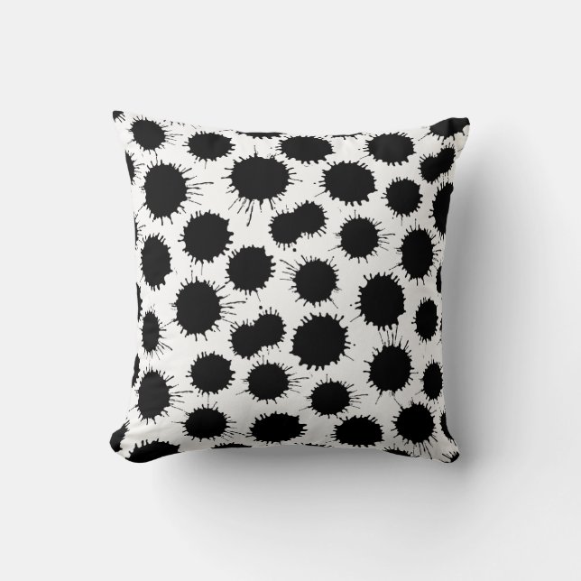 Blot Pattern - Black on White Cushion (Front)