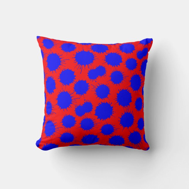 Blot Pattern - Blue on Red Cushion (Front)