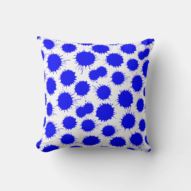 Blot Pattern - Blue on White Cushion (Front)
