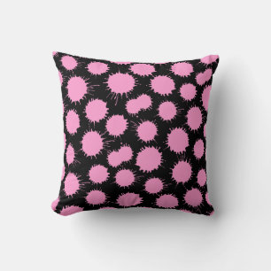 Blot Pattern - Pink on Black Cushion