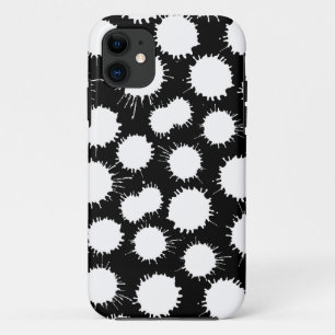Blot Pattern - White on Black iPhone 11 Case