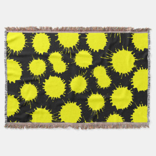 Blot Pattern - Yellow on Black Throw Blanket