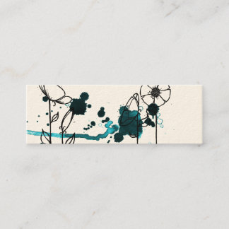 Blotchy flowers, blue mini business card