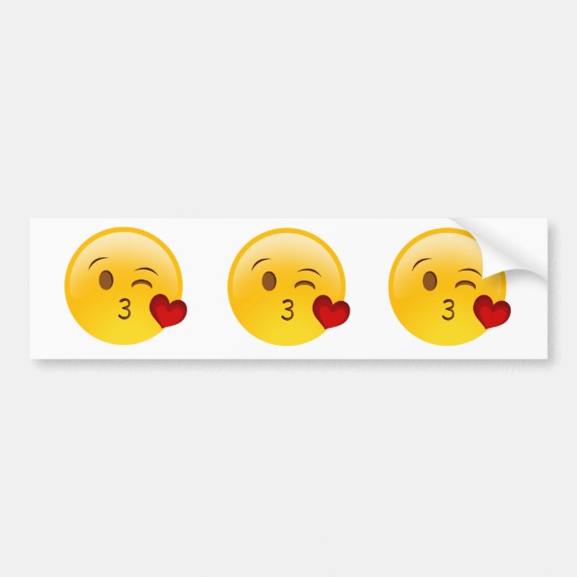 Blow a kiss emoji car bumper sticker (Front)