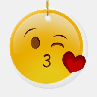 Blow a kiss emoji Double-Sided ceramic christmas Tree Decoration